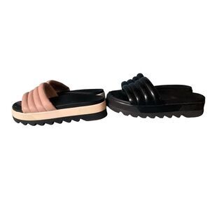 2 pair Cougar Prato Platform black & pink Slide Sandals Shoes sz 6 LOT